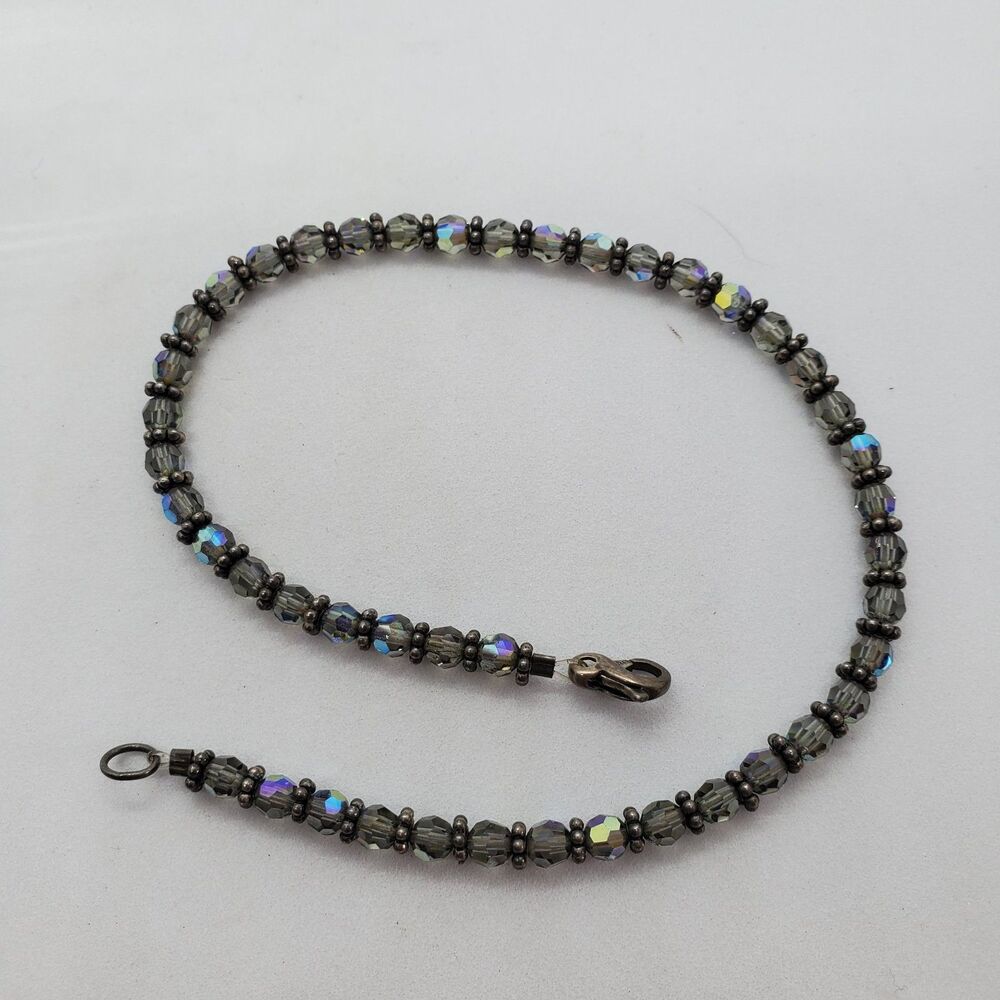 Sterling Silver and Bead Anklet 9.75" 925